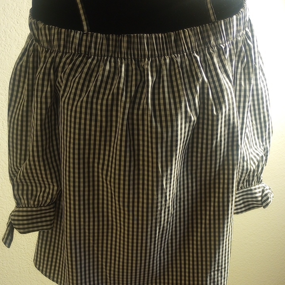 Iz Byer Black and White Checkered Blouse